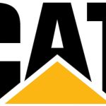 Partial logo of Caterpillar Inc. with bold black letters and yellow triangle.