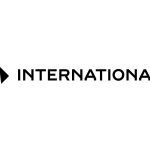 Logo featuring a black triangular arrow pointing right with the word 'INTERNATIONAL' in bold.